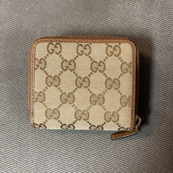 AUTHENTIC Gucci Monogram Zip Around French Flap Bi-Fold Wallet BEIGE - Picture 11 of 12